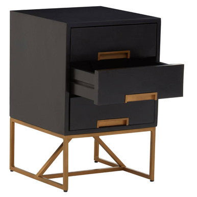 Kochi Black Side Table with 3 Drawers