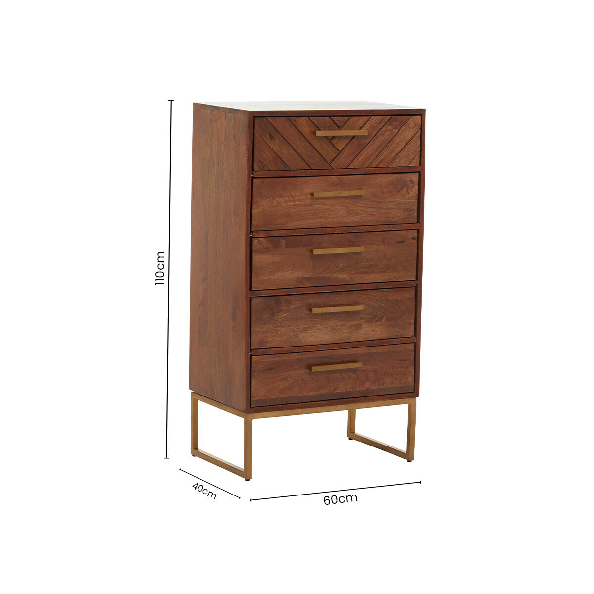 Mango Wood Chest of 5 Drawers | Gaya