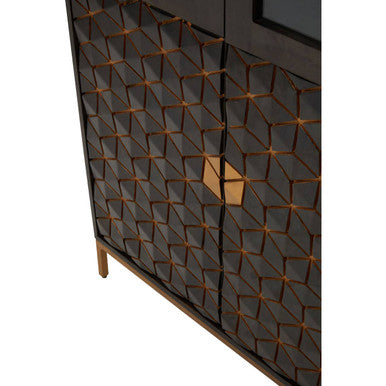 Grey Finish Mango Wood Tall Cabinet | Patna