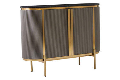 Grey Two Door Sideboard with Black Marble Top | Dervio