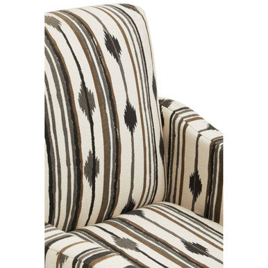 Cefena Black and White Ikat Design Accent Chair with Mango Wood Legs