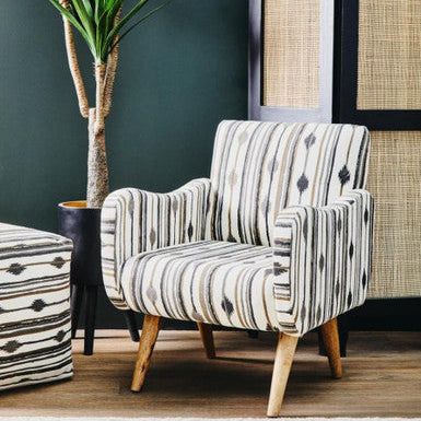 Black and White Ikat Square Pouffe | Cefena