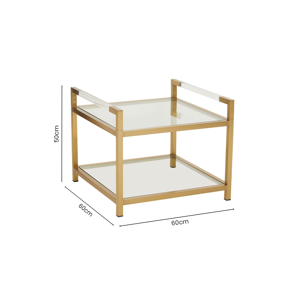Matte Gold End Table with Clear Glass Top | Vogue