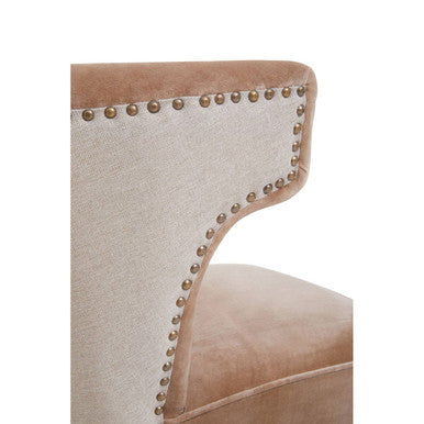 Cefena Mink Velvet Chair with Stud Detail