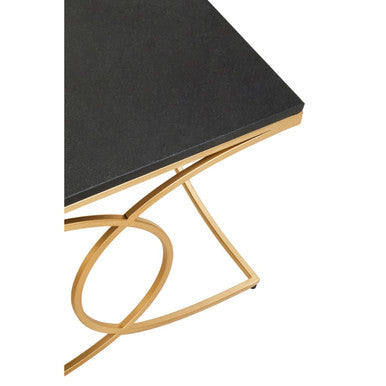 Black Marble Top Rectangular Coffee Table with Gold Finish Metal Frame | Kia