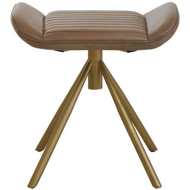 Buffalo Grey Genuine Leather Footstool with Gold Finish Base