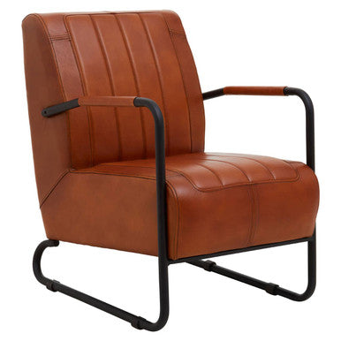 Buffalo Tan Leather Armchair with Channel Detailing