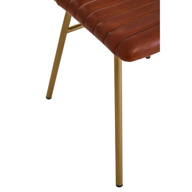 Tan Leather Dining Chair with Gold Finish Frame | Buffalo