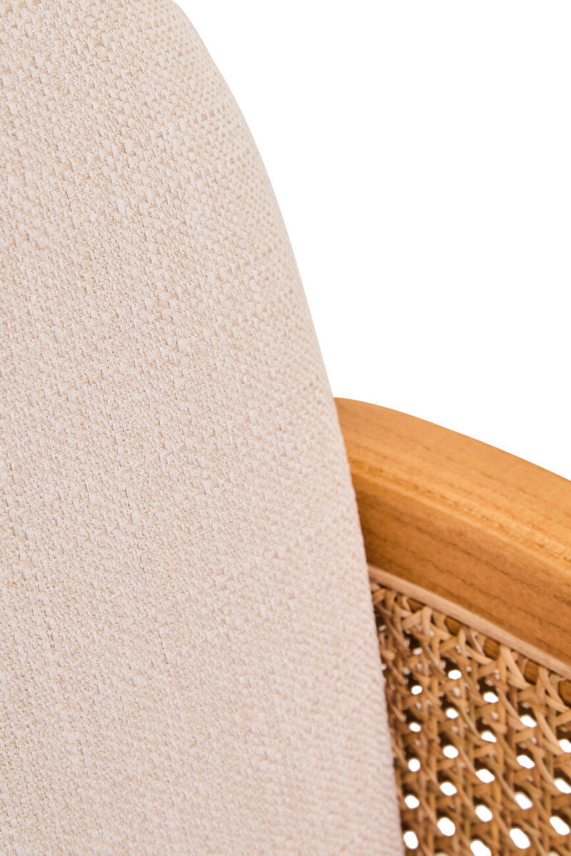 Cebu Ivory Fabric Chair with Curved Back