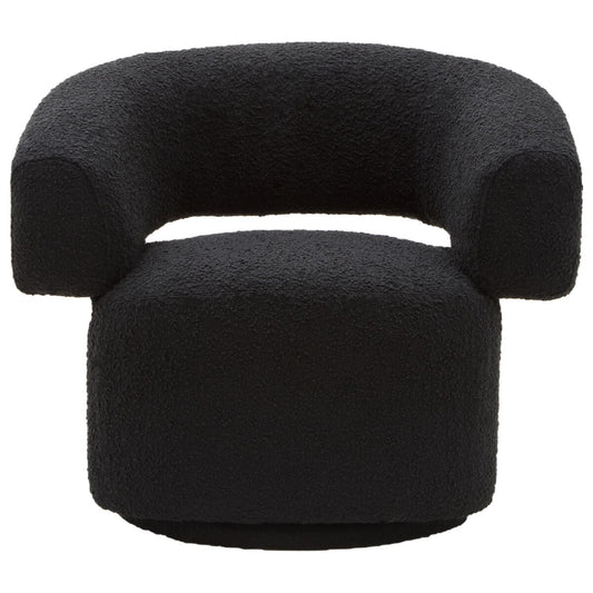 Oliveto Black Boucle Curved Swivel Armchair