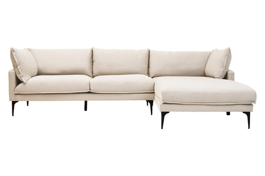 3 Seater Cream Right Chaise Sofa, Comfee