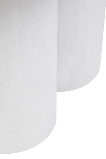 Whitewash Mango Wood Coffee Table with Column Base and Rounded Top, Walsa