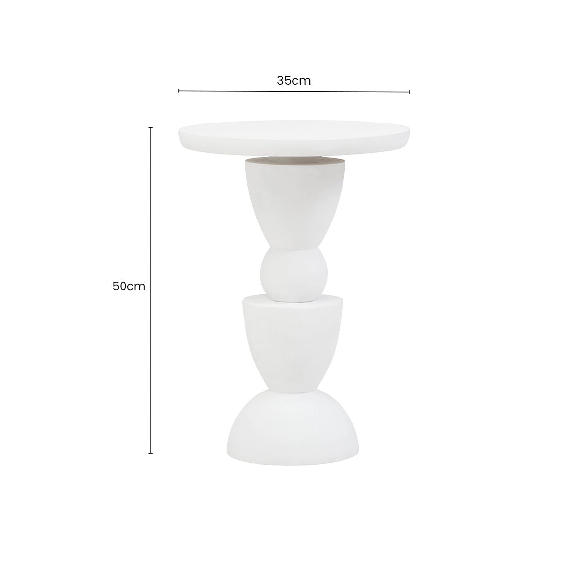 Whitewash Mango Wood Round Top Side Table with Sculptural Pedestal Base, Walsa