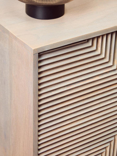 Satna Jute Black and White Design Mango Wood Sideboard