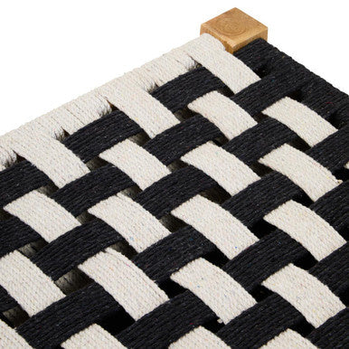 Satna Black and White Jute Bench with Wood Frame