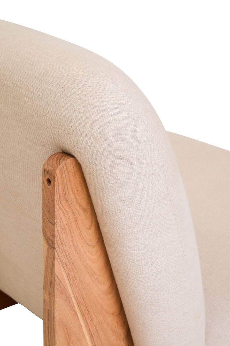 Cream Linen Textured Armless Chair with Wood Base | Parova