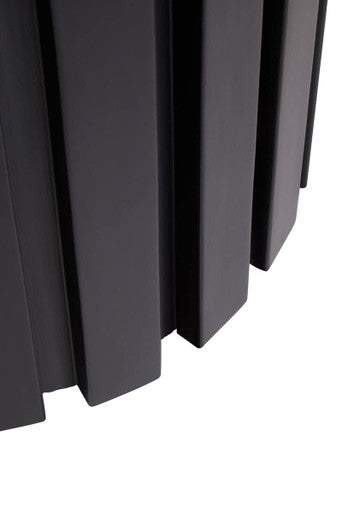 Perdoba Ridge Base Mango Wood Black Finish Texture Fabric Stool