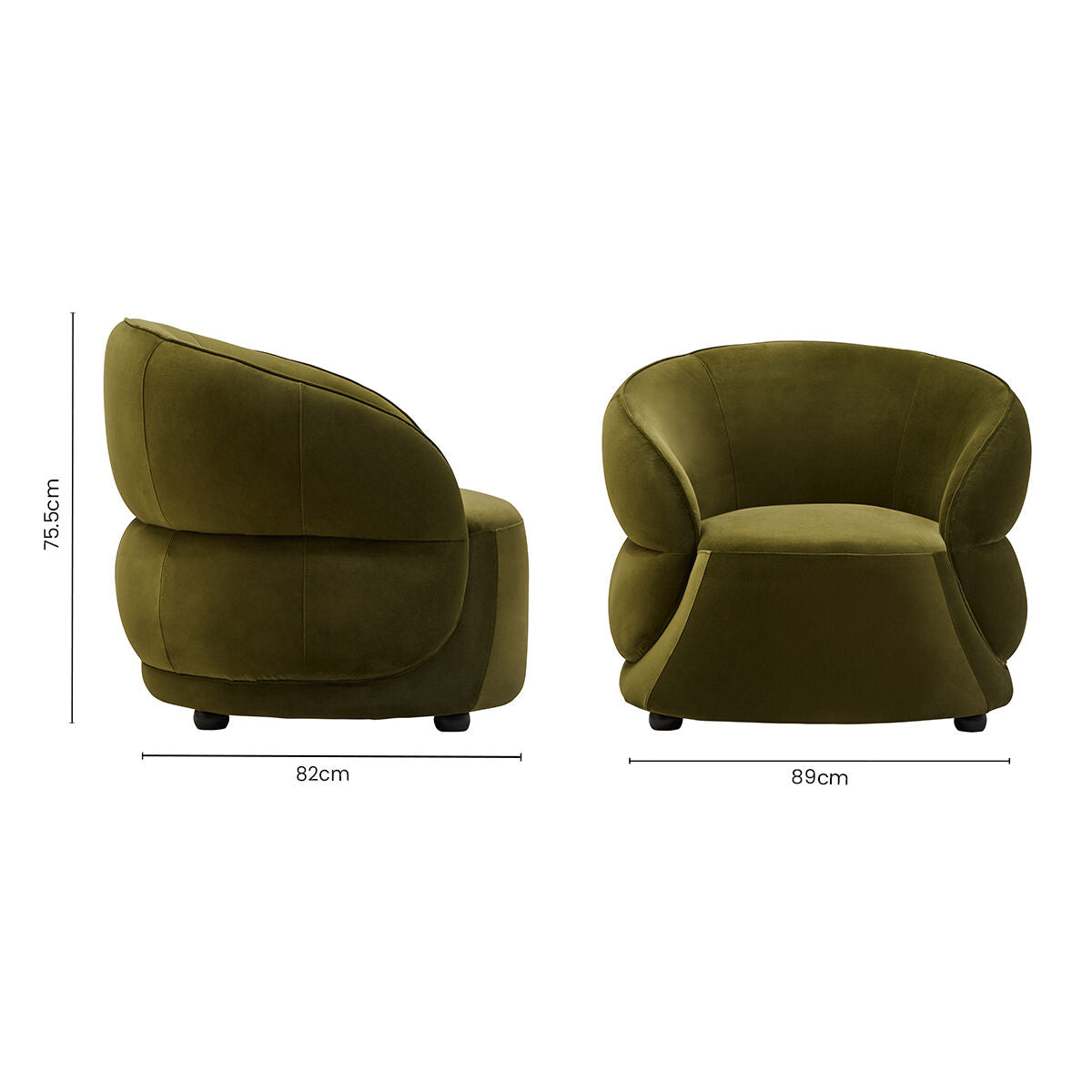 Forest Green Curved Velvet Chair | Darla