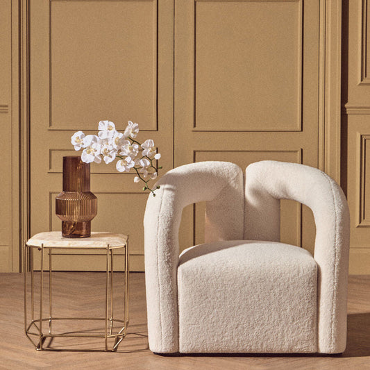 Davina Ivory Textured Boucle Effect Statement Chair