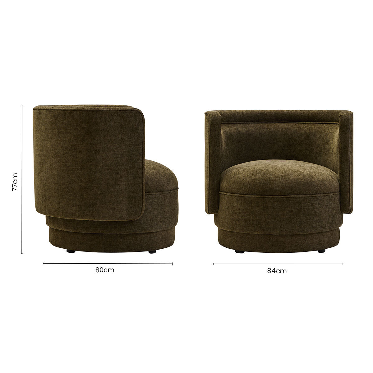 Forest Green Chenille Effect Curved Chair | Drake