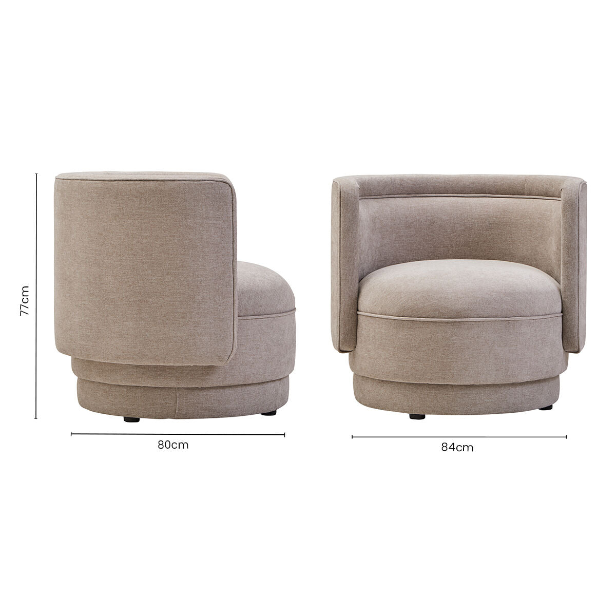 Taupe Chenille Effect Curved Chair | Drake