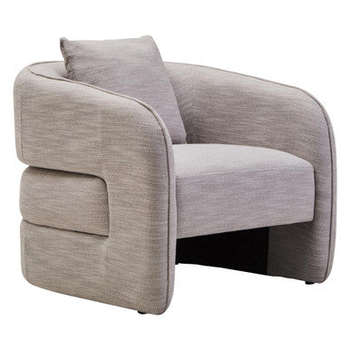 Bilani Grey Linen Effect Curved Chair