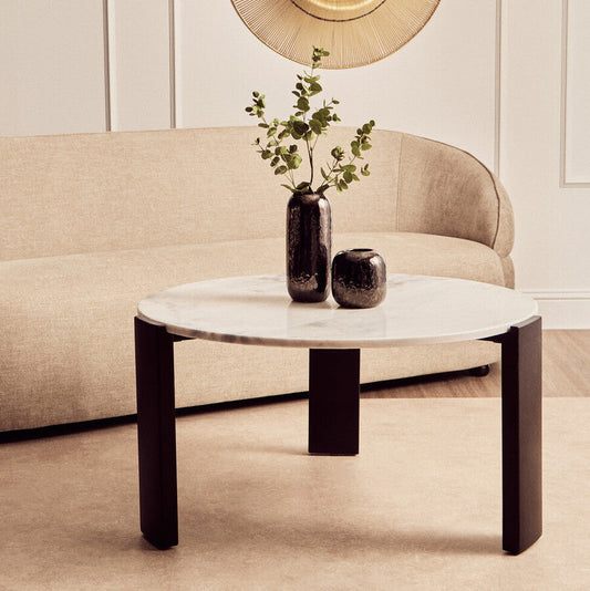 Palermo Round White Marble Top Large Coffee Table