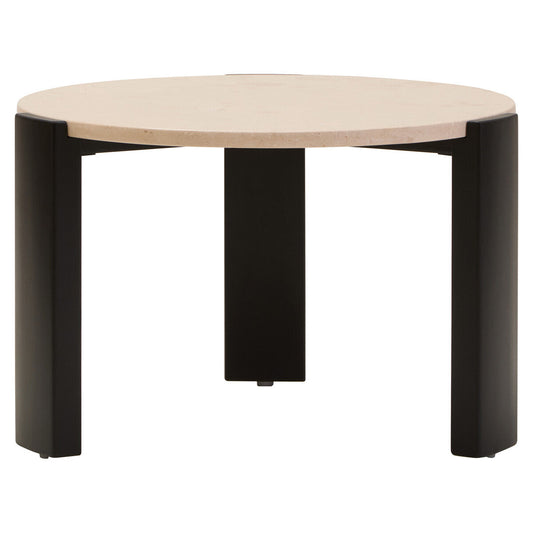 Cream Round Marble Top Large Coffee Table with Small Acacia Legs | Palermo