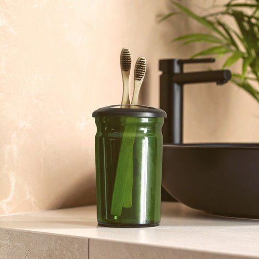 Allegra Kiara Green Glass Toothbrush Holder
