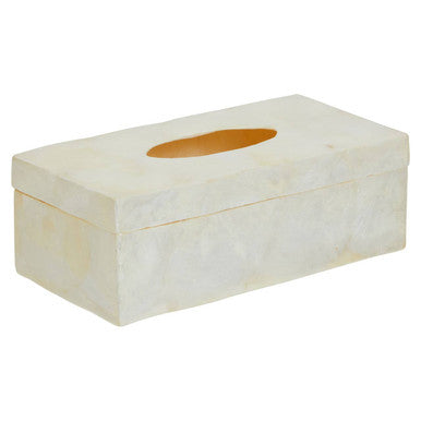 Palu White Sea Shell Tissue Box
