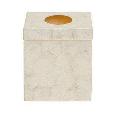 Palu White Shell Square Tissue Box