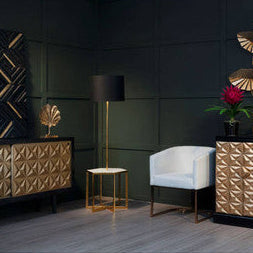 White Marble and Gold Floor Lamp | Sika