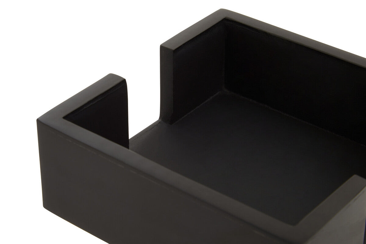 Donato Set of Four Black and White Stripe Coasters with Holder