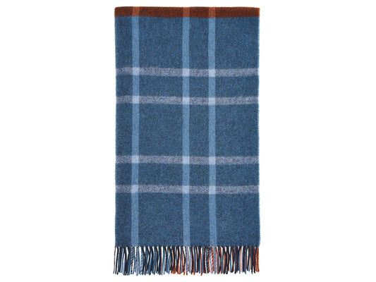 Stormness Check Pure New Wool Throw - Brick/Navy