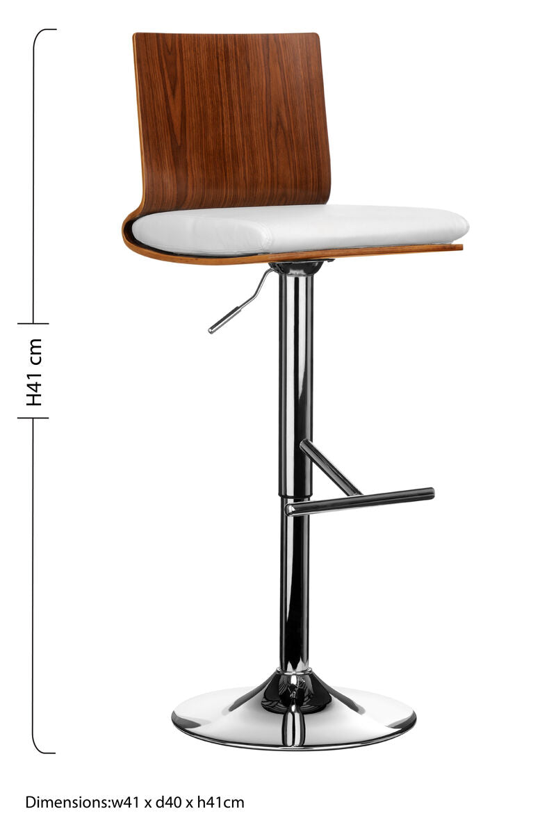 Giles Walnut And White Bar Chair With Square Back