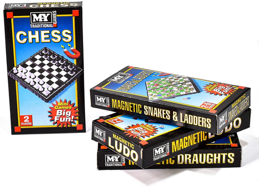Magnetic Travel Games: Ludo, Chess, Draughts, Snakes & Ladders (SINGLE)