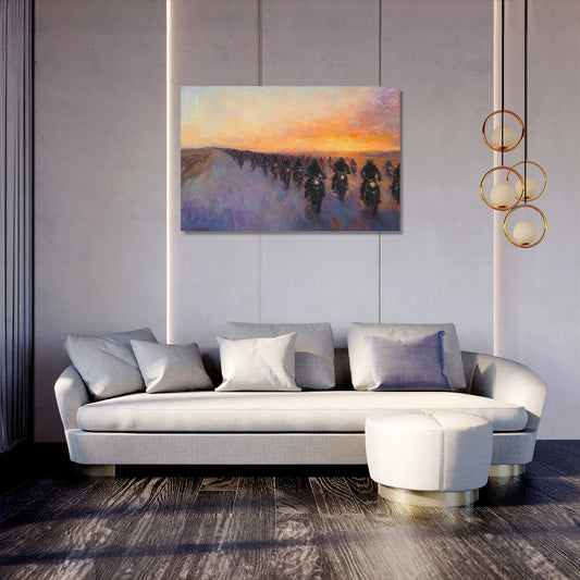 Sunset Biker Journey Canvas