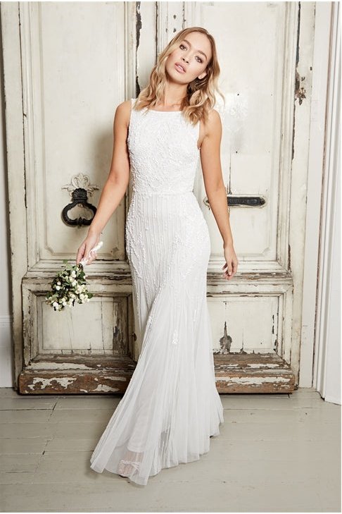Gracey White Embellished Maxi Dress