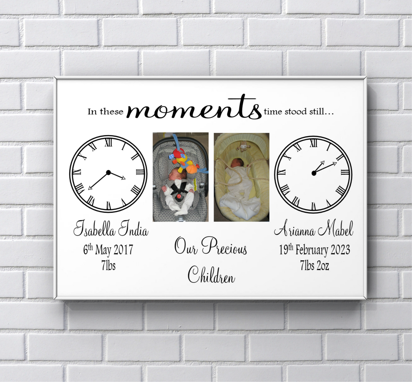 Nursery Print - Personalised Newborn baby Print 'In these moments time stood still'
