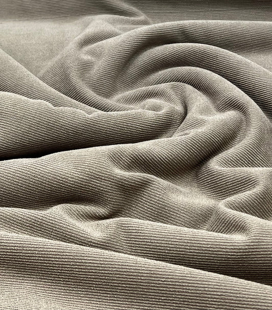 Mushroom Brown Fine Rib Stretch Fabric