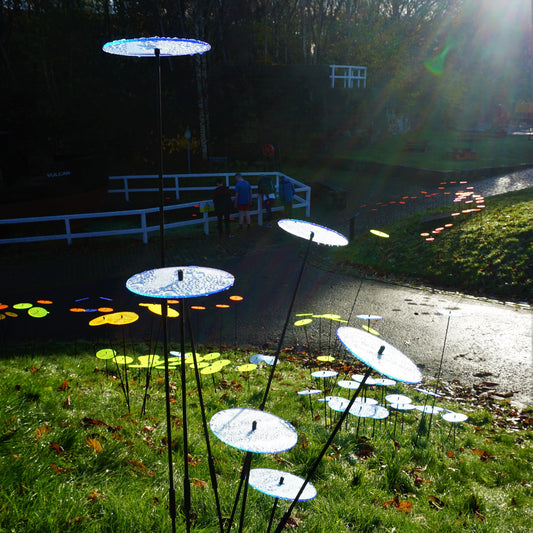 Large Garden Décor Ornaments Set of 5 'Sun Discs'