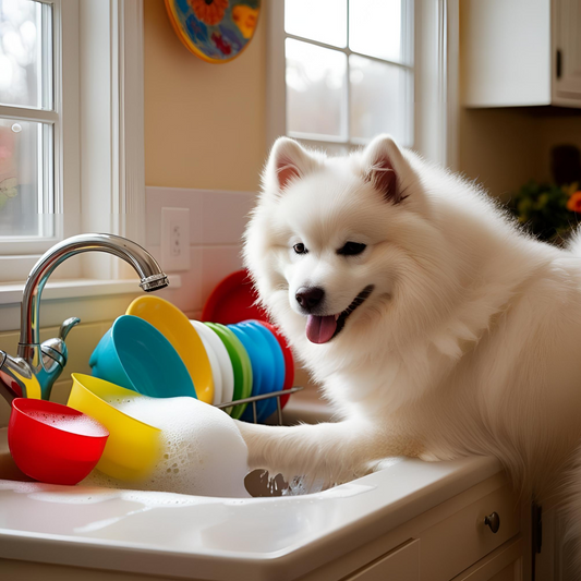 Dish Duty Drama Queen: Samoyed Edition