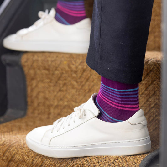Purple Narrow Striped Bamboo Socks