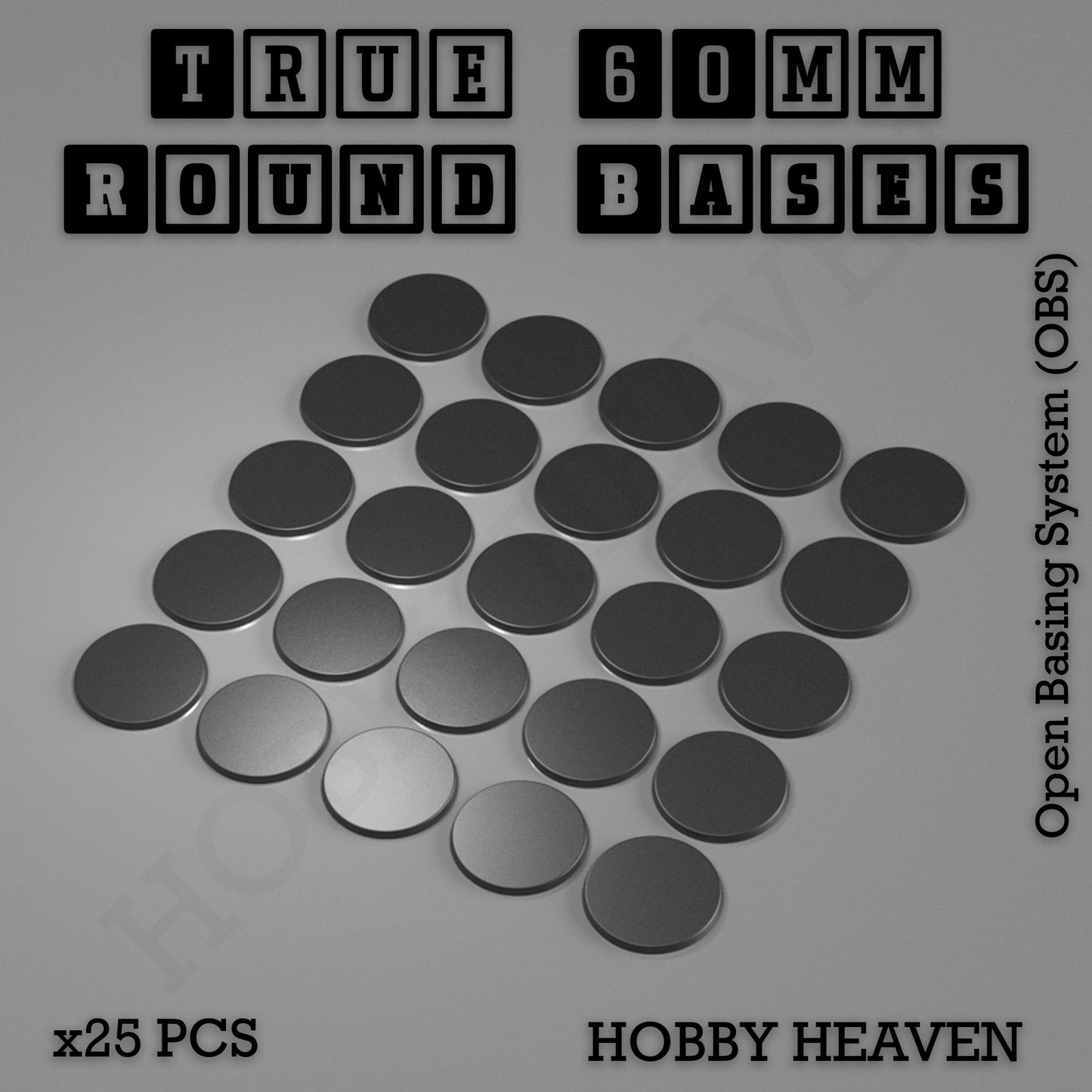 True 60mm Round Textured Bases 3D Printed