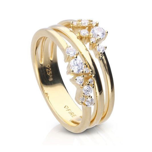 Diamonfire Triple Layered Multi Stone Ring