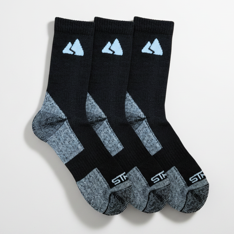 Black Merino Wool Hiking Socks | Winter Trekking | Unisex
