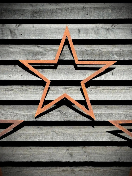 3 Large Rusty Metal barn STARS.
