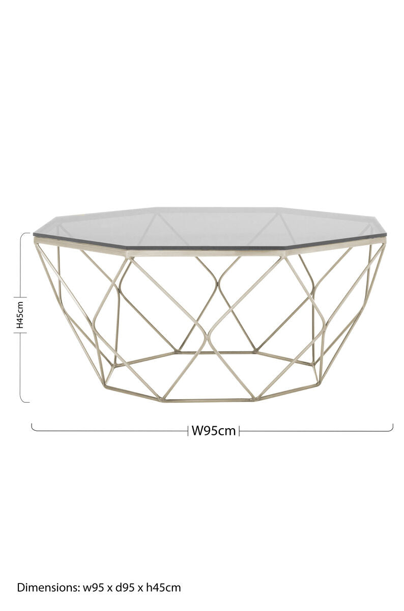 Allure Hexagon Coffee Table With Brushed Nickel Base