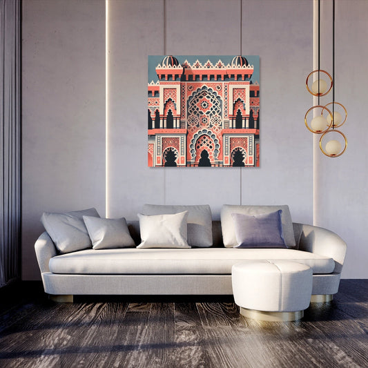 Coral & Blue Islamic Architecture Canvas