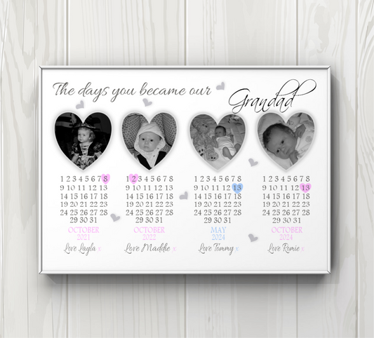 Personalised photo gifts for Father's Day - "The Days You Became Our Grandad"
